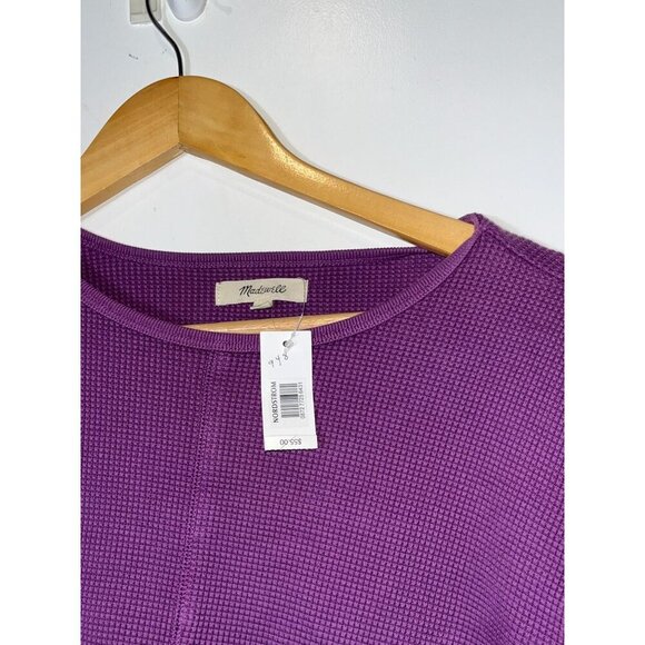 NWT Madewell Waffle Knit Cropped Long Sleeve Top Purple Thermal Size Large - Picture 4 of 10